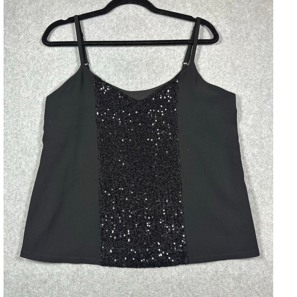 Drew Pullover Camisole Top Women's Size Medium Black Sequin V-Neck Sleeveless